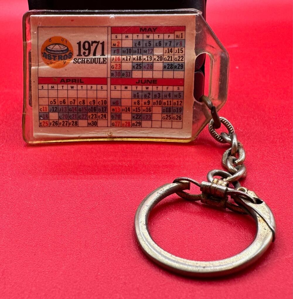 Vintage 1971 Houston Astros Astrodome 6 Month April - Sept. Schedule Key Ring